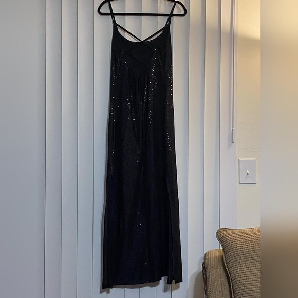 Minerva XL gown Sequins bling formal Maxi Dress black silver - Picture 3 of 3